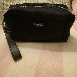 Versace Black Toiletry Bag with Silver Accents